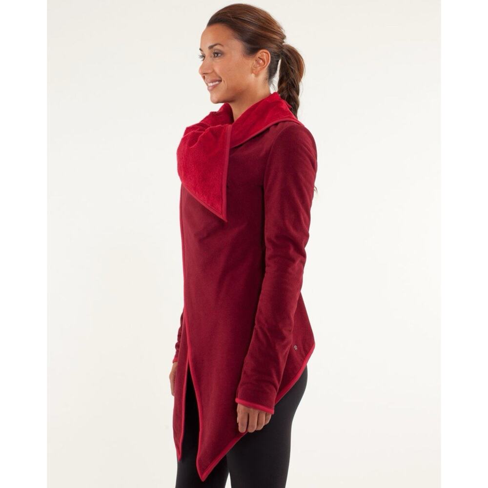 Lululemon Presence Of Mind Deepest Cranberry Red Fleece Wrap Jacket - Picture 2 of 7